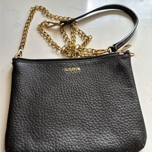 Lodis Black Crossbody Bag with Gold Chain